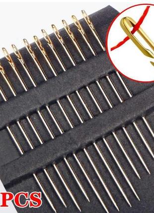 Комплект з 12 голок для шиття з оригінальним вушком, для швидкого заселення нитки