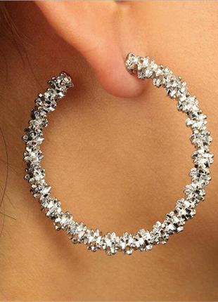 Сріблясті сережки півкола діаметр 4 см