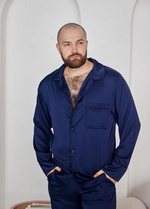 Мужская пижама шелковая домашний костюм р.s,m,l,xl