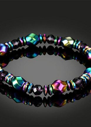 Магнітний гематитовий  багатобарвний браслет