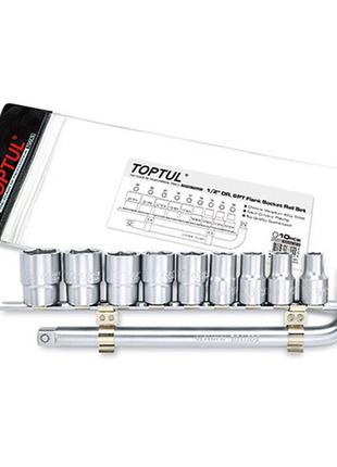 Набір головок торцевих на планці 1/2" 10-24 мм + г-обр. вороток toptul gaag1010