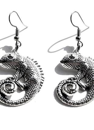 Сріблясті сережки з хамелеонами