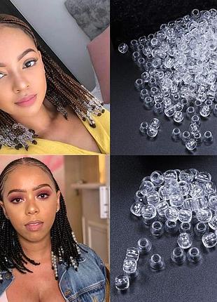 Комплект з 10 шт прозорих намистин для косей