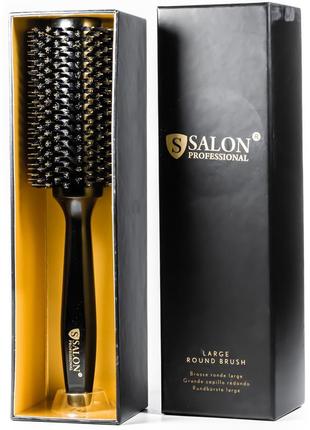 Щітка-брашинг для волосся salon professional дерев'яна кругла в коробці 33ф