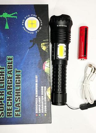 Тактический фонарь police bl-a95-p50+cob 2 режима, сверхмощный фонарик, фонарик светодиодный для туриста shop