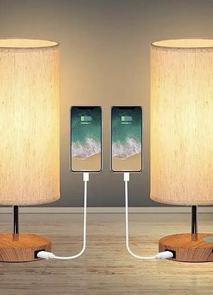 Приліжкова лампа gluroo з usb-портами для зарядки