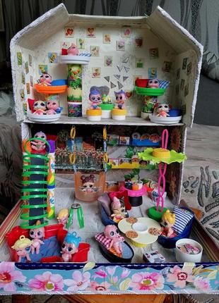 Дом для маленькой куклы лол и других с мебелью и аксессуарами, домик для куклы