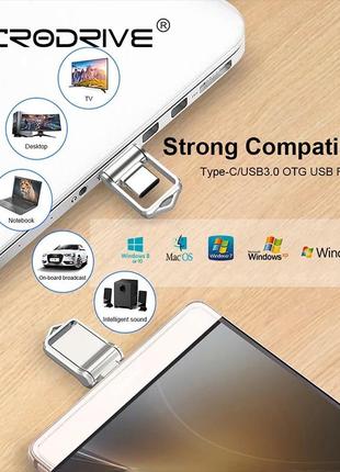 Usb/type-c флешка метал flash drive 64 гб 2.0 abc срібло2 фото