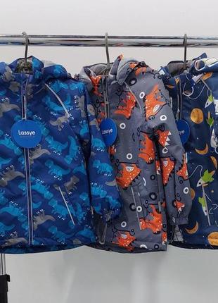 Дитяча демісезонна куртка динозаври плащівка для дітей малюків, осінні яскраві куртки динамічно весна-осінь на 3-4