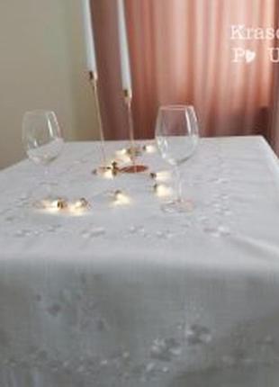 Скатертина на стіл “білим по білому” 150*220 см #264 -  tablecloth-113