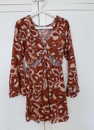 Легке бавовняне плаття з довгим рукавом, асиметричний принт, красиве коротке літнє плаття, відкриті елементи, миле, pinterest