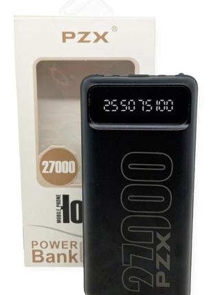 Power bank 27000 mah 2,1а реальна ємність pzx c165 зарядка зовнішній акумулятор павербанк сертифікований