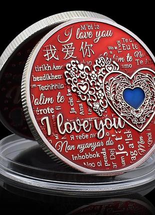 Памятная монета i love you стрела купидона happy valentine's day red