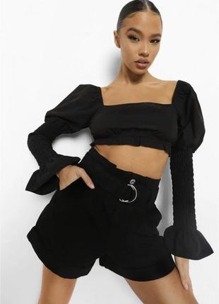 Шорты бермуды джинсовые черные шорты с поясом boohoo