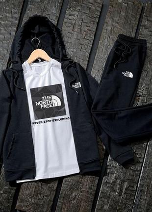 Спортивный костюм комплект 4в1 зипер + штанины + футболка+кепка the north face