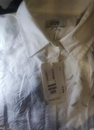 Рубашка белого цвета 42eu, cos, arket, органический коттон7 фото