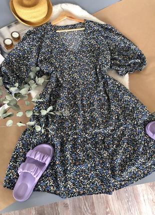 Крамтва ярусна сукня в квіти із натуральної тканини2 фото