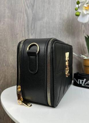 Якісна жіноча міні сумочка клатч ysl чорна екошкіра, стильна сумка на плече3 фото