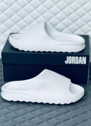 Шлёпки найк jordan all white мужские белые шлёпанцы джордан9 фото