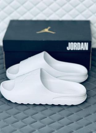 Шлёпки найк jordan all white мужские белые шлёпанцы джордан2 фото