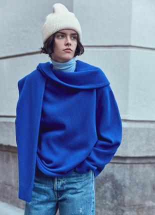 Трикотажная шапка zara, бини с отворотом в рубчик зимняя7 фото