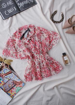 Брендова повітряна напівпрозора блуза квітковий принт