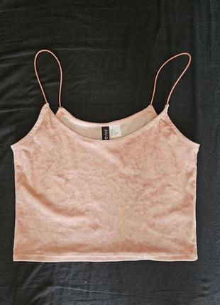 Топ велюровый розовый h&m