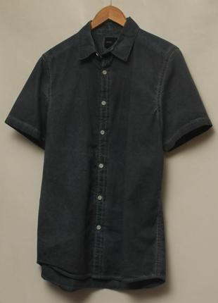 Asos рр m сорочка з бавовни garment dyed синя