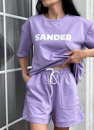 Костюм футболка с шортами с надписью ( sander ) / футболка и шорты женский комплект / футболка с шортами комплект / есть обмен / костюмы