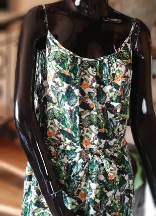 Легкое натуральное 🤎💚💛 платье с летним принтом