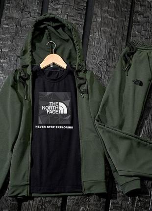 Спортивный костюм комплект 4в1 зипер + штанины + футболка+кепка the north face