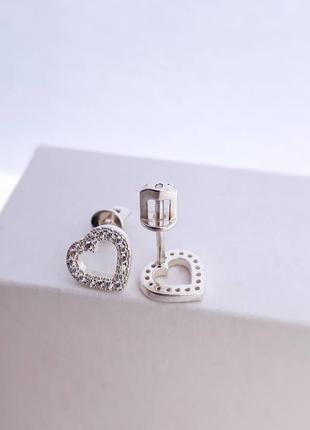 Серебряные серьги сердца ❤️