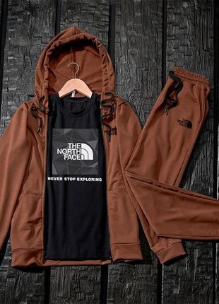 Спортивный костюм комплект 4в1 зипер + штанины + футболка+кепка the north face