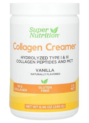 Super nutrition коллагеновые сливки ваниль 240 г 8.46 унции порошок гидролизованный коллаген ispn-023416 фото