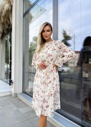 Платье женское миди / платье миди длина / шифон туречня 🇹🇷/ платье 👗/ платье женское миди шифоновое в принт цветочки / есть обмен