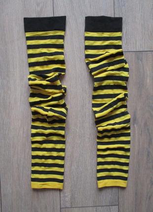 Довгі рукавички без пальців в смужку рукава