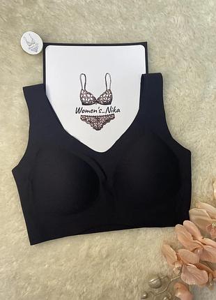 Бюстгальтер без косточек бесшовный xs-m m-xl women's nika топ с пуш ап черный