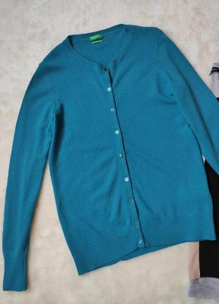 Синий натуральный свитер с пуговицами кардиган кофта мериносова шерсть цвет морской5 фото