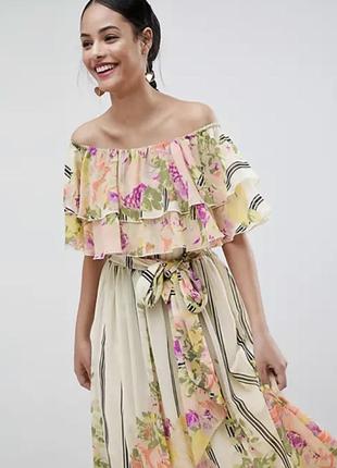 Красивое платье длинное принт цветы л 12