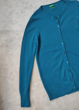 Синий натуральный свитер с пуговицами кардиган кофта мериносова шерсть цвет морской6 фото