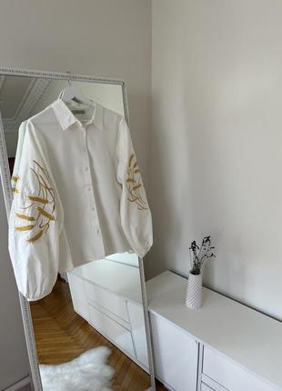 Рубашка с колышками, рубашка, вышиванка белая, блузка,блуза, с пуговицами