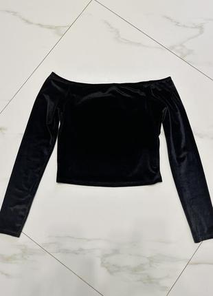 Топ с обнаженными плечами на размер м или s короткая кофточка велюровая