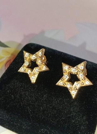 Серьги винтажные avon золото кристаллы