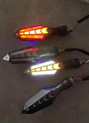 Бігаючі поворотники на мотоцикл, поворотники лед на мотоцикл, поворотники з габаритом