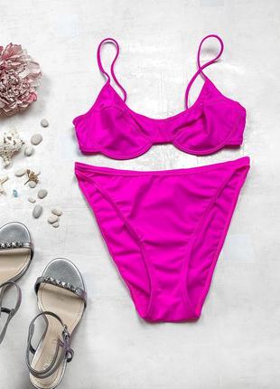 Роскошный раздельный купальник dorothy perkins ультра-малинового цвета с высокими плавками