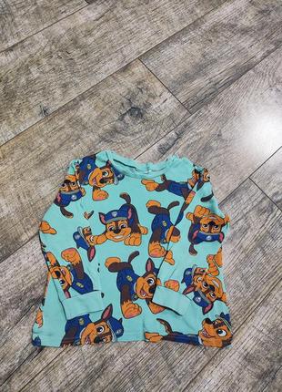 Реглан, кофта хлопковая, paw patrol, щенячий патруль, р. 92-98, 2-3 года