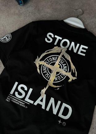 Чоловіча футболка stone island на весну у чорному кольорі premium якості, стильна та зручна футболка на кожен день5 фото