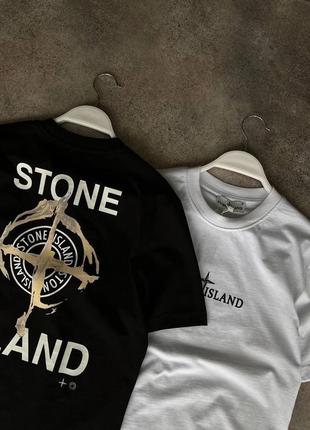 Чоловіча футболка stone island на весну у чорному кольорі premium якості, стильна та зручна футболка на кожен день10 фото