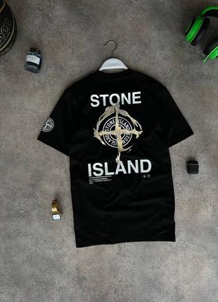 Чоловіча футболка stone island на весну у чорному кольорі premium якості, стильна та зручна футболка на кожен день4 фото