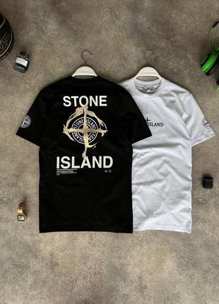 Чоловіча футболка stone island на весну у чорному кольорі premium якості, стильна та зручна футболка на кожен день9 фото